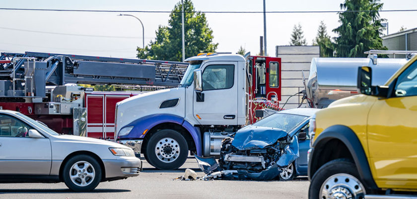 trucking accident at intersection involving car
