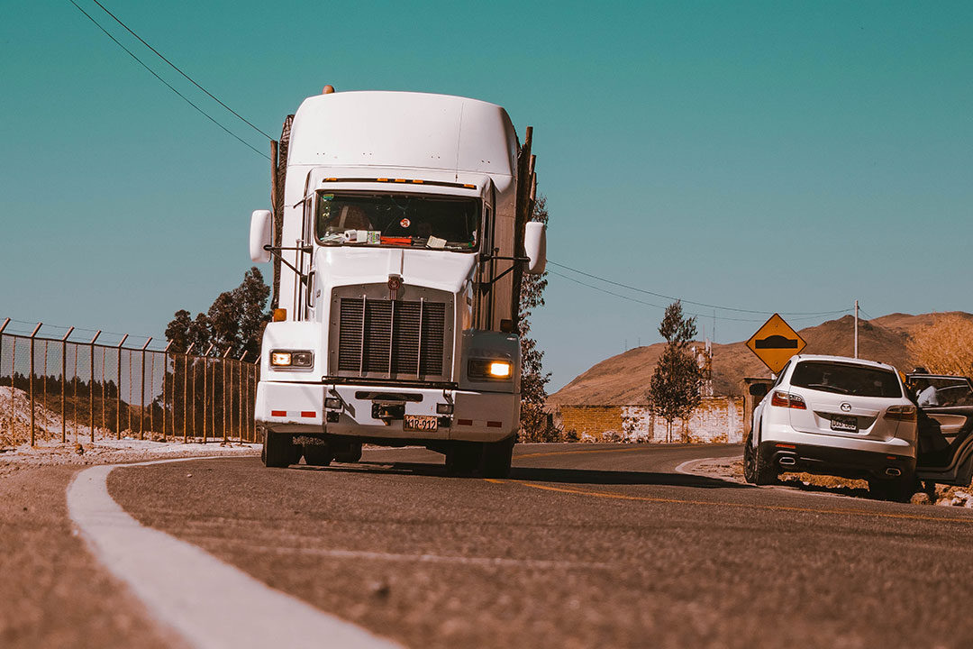Truck driver going the wrong way.