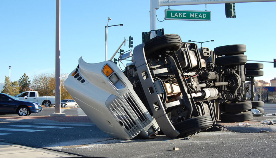 truck overturned after